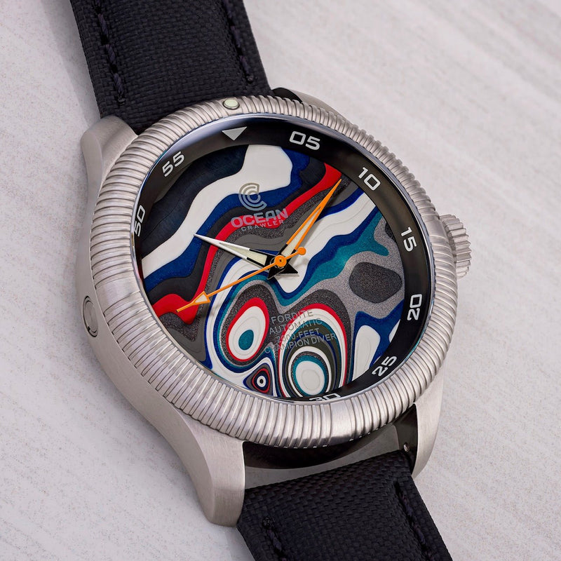 Ocean Crawler Champion Diver - Fordite - Unique Piece - RaceTrack Racer - Ocean Crawler Watch Co.