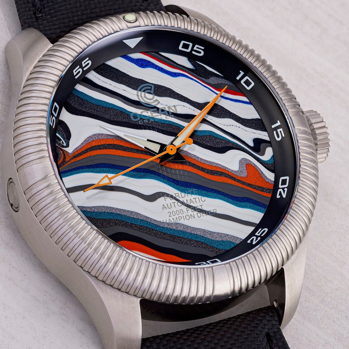 Ocean Crawler Champion Diver - Fordite - Unique Piece - Racing Dreams - Ocean Crawler Watch Co.