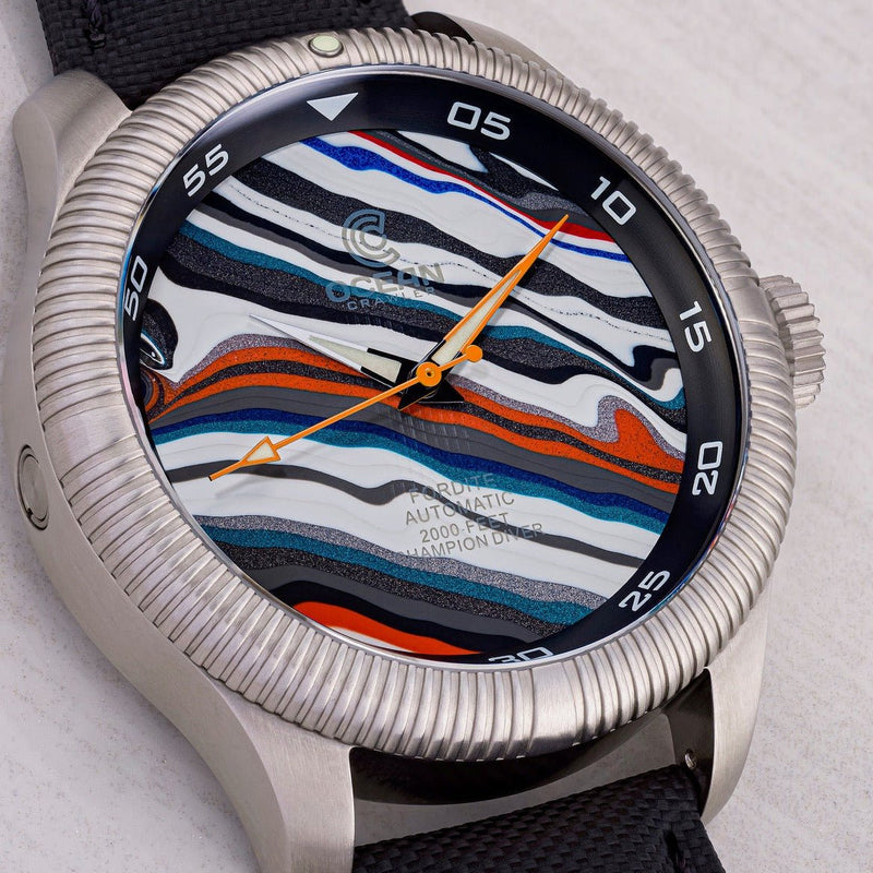 Ocean Crawler Champion Diver - Fordite - Unique Piece - Racing Dreams - Ocean Crawler Watch Co.