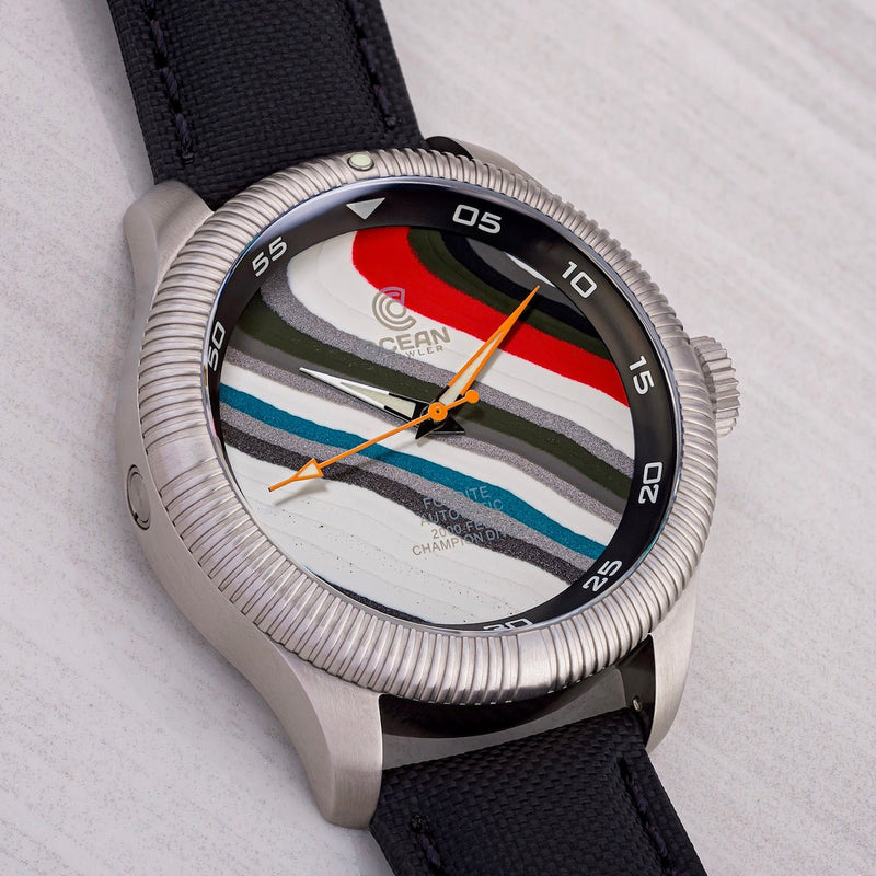 Ocean Crawler Champion Diver - Fordite - Unique Piece - Velocity Vortex - Ocean Crawler Watch Co.