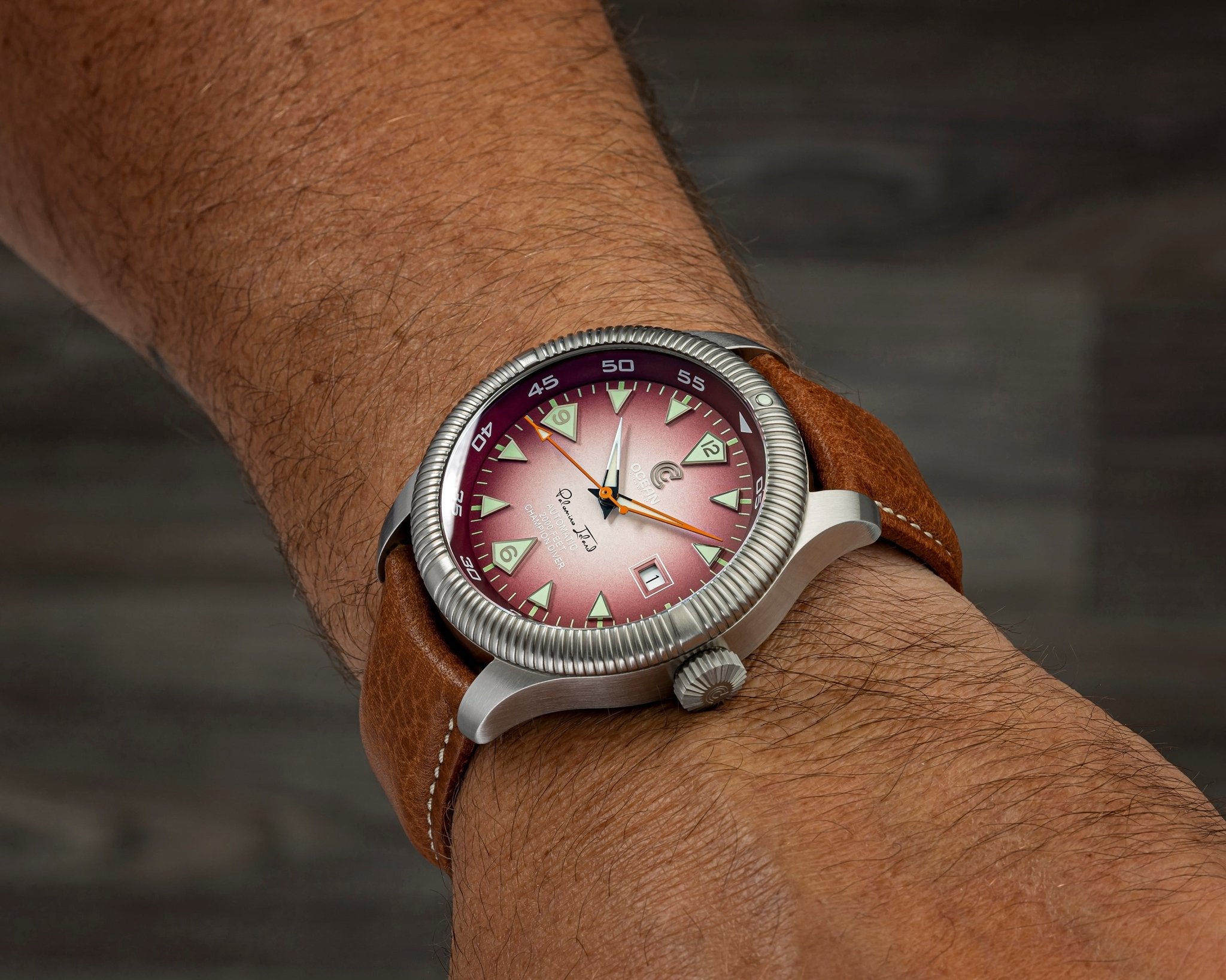 Ocean Crawler Champion Diver - Red Textured - Sample - Ocean Crawler Watch Co.