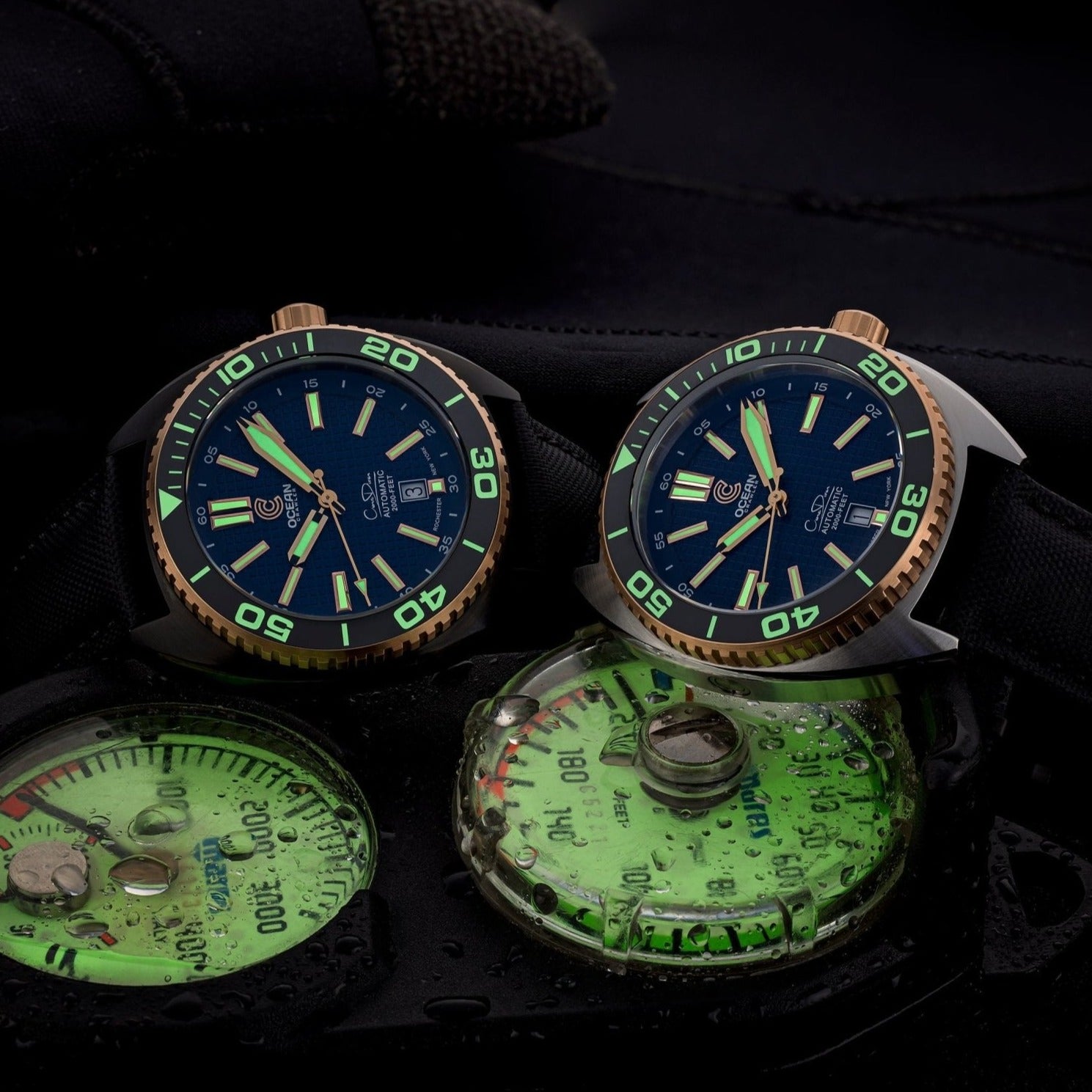 Ocean Crawler Core Diver - 18K Red Gold (Black DLC Version) - Ocean Crawler Watch Co.