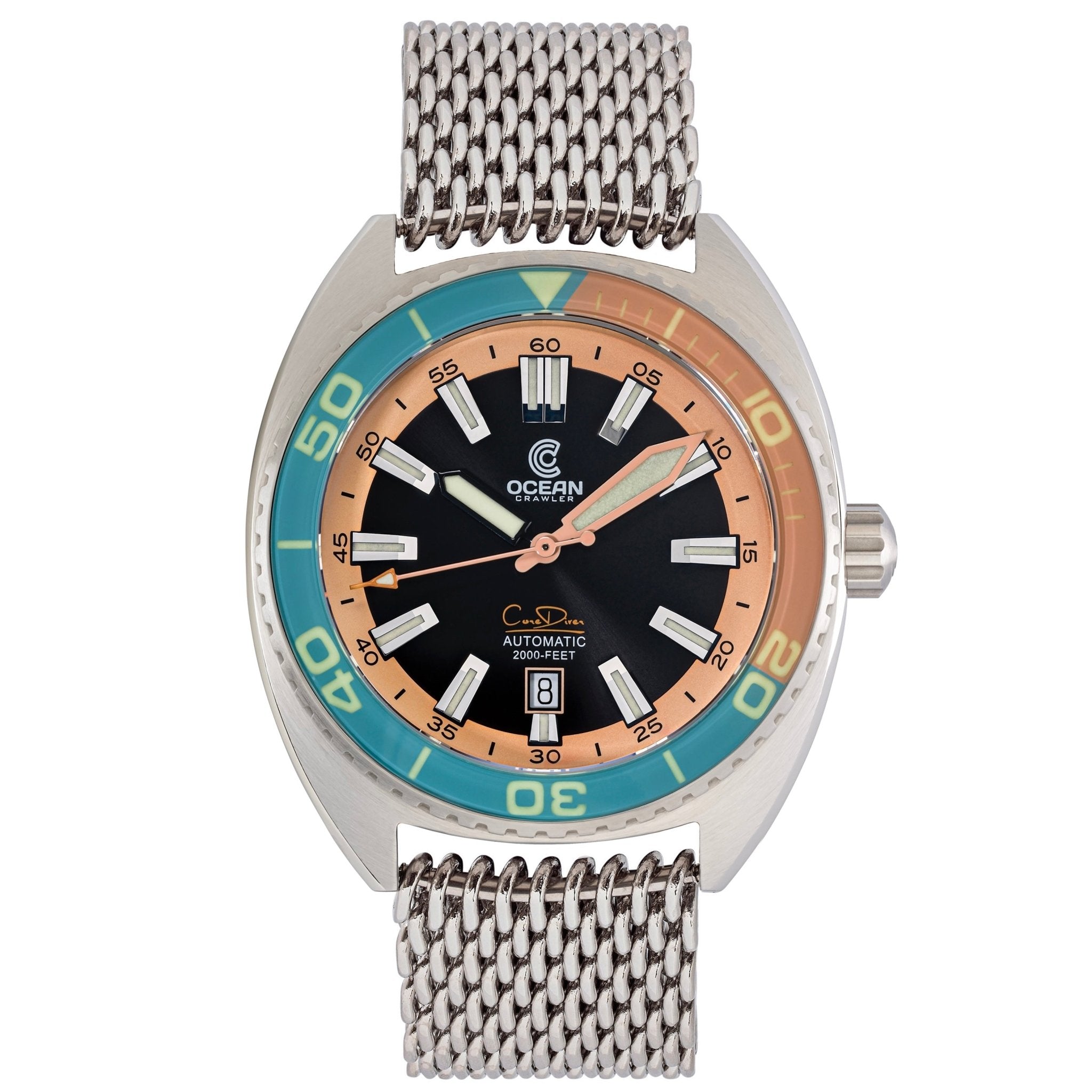 Ocean Crawler Core Diver 2024 - Aqua/Salmon - Ocean Crawler Watch Co.