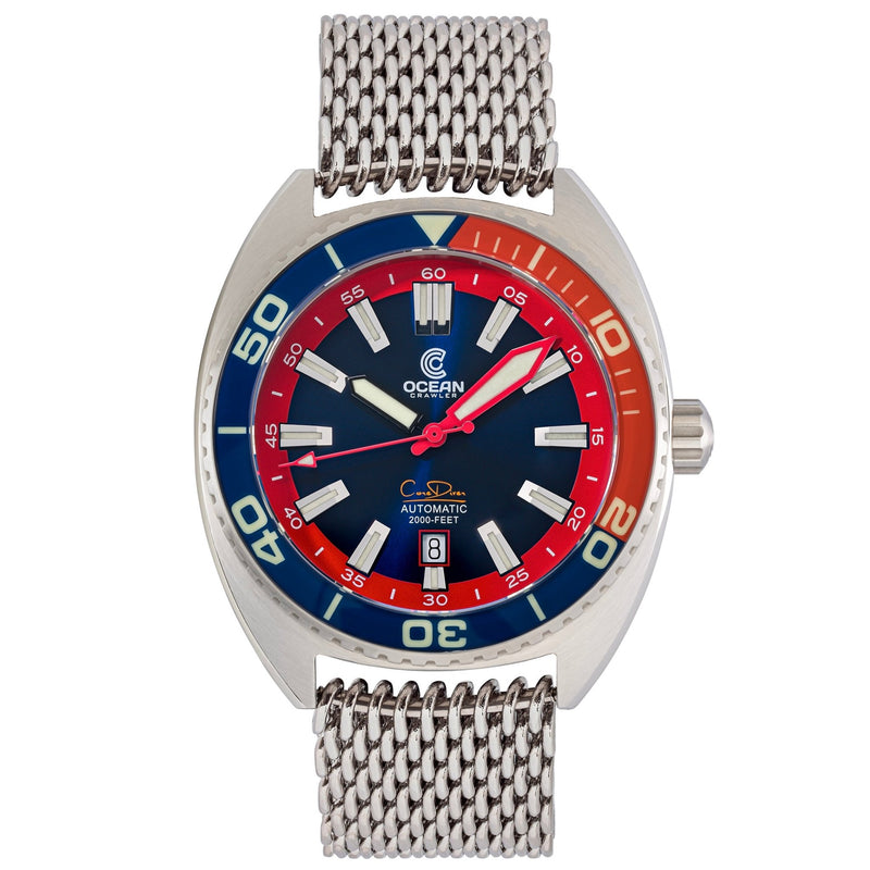 Ocean Crawler Core Diver 2024 - Blue/Red - Ocean Crawler Watch Co.