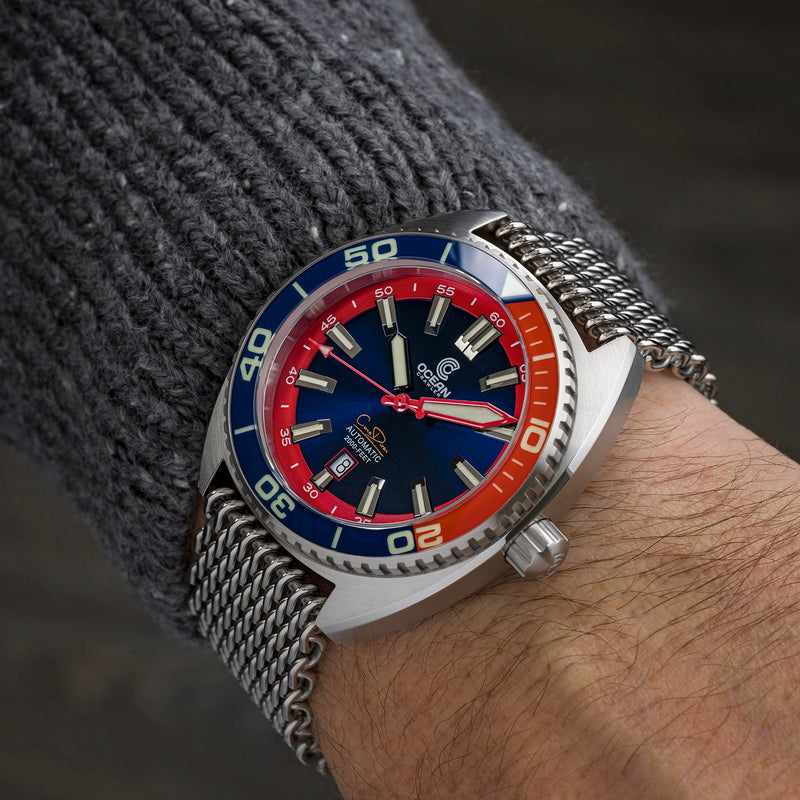 Ocean Crawler Core Diver 2024 - Blue/Red - Ocean Crawler Watch Co.