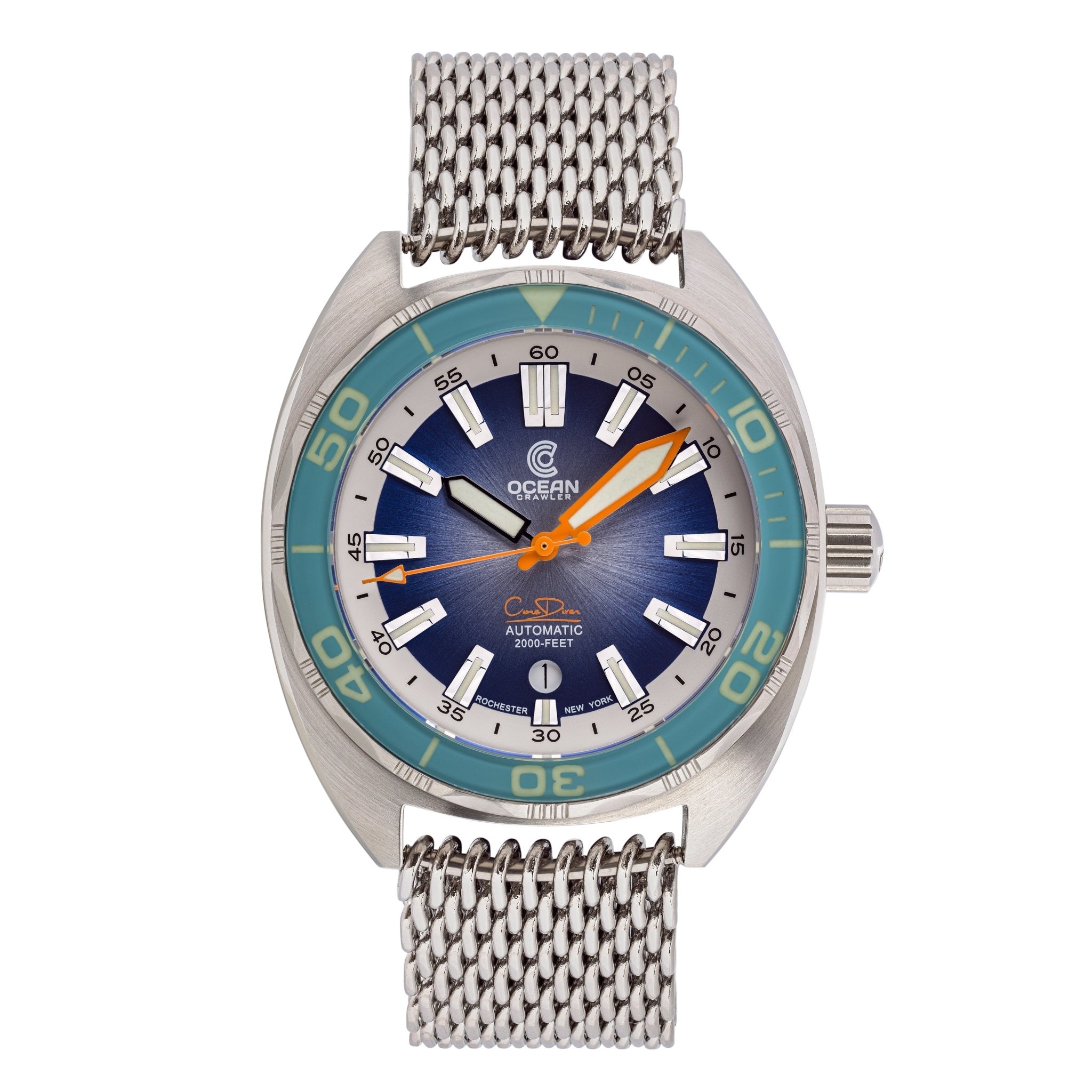 Ocean Crawler Core Diver - Aqua/Gradient Blue V3 - Ocean Crawler Watch Co.