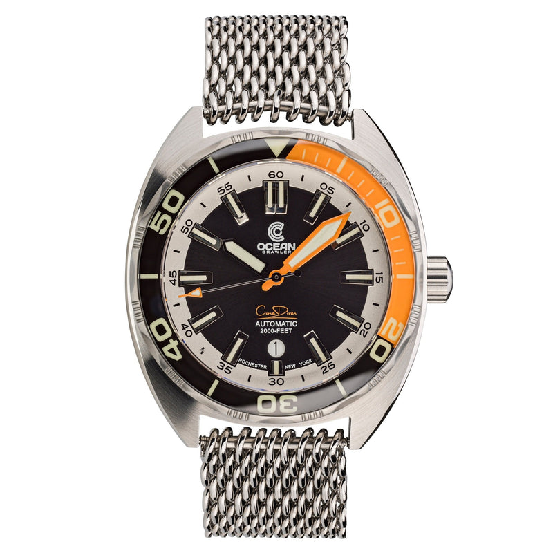 Ocean Crawler Core Diver - Black/Orange v3 - Preorder - Ocean Crawler Watch Co.