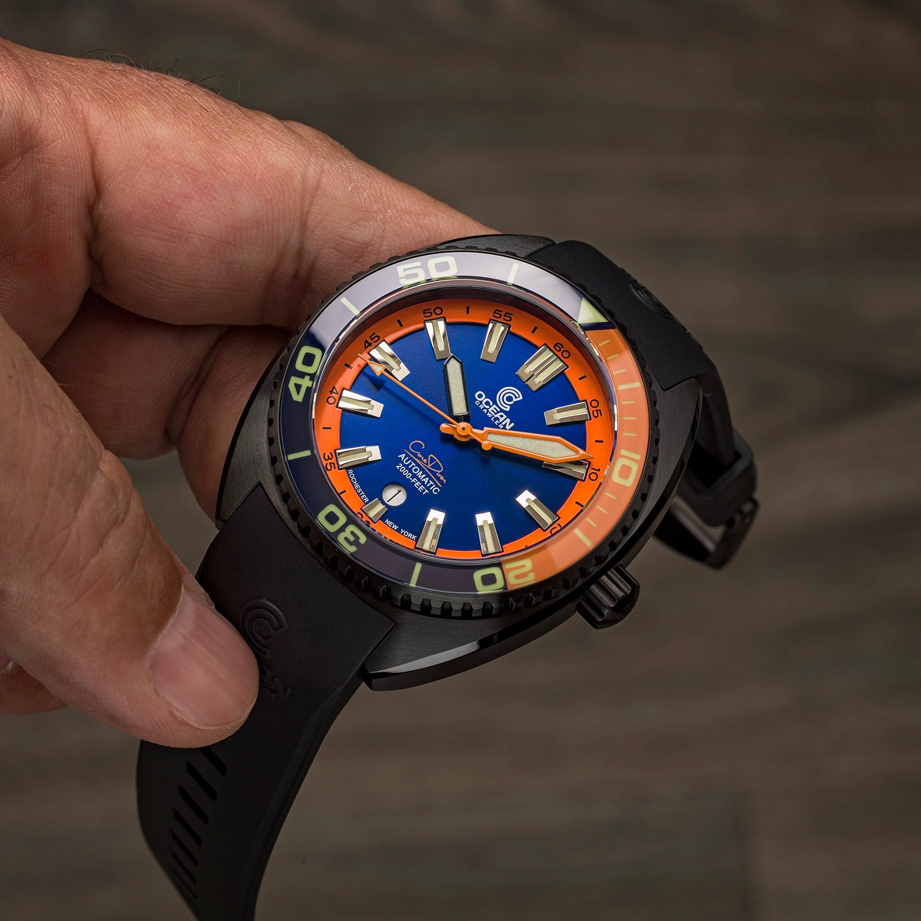Ocean Crawler Core Diver - Blue/Orange DLC - Ocean Crawler Watch Co.