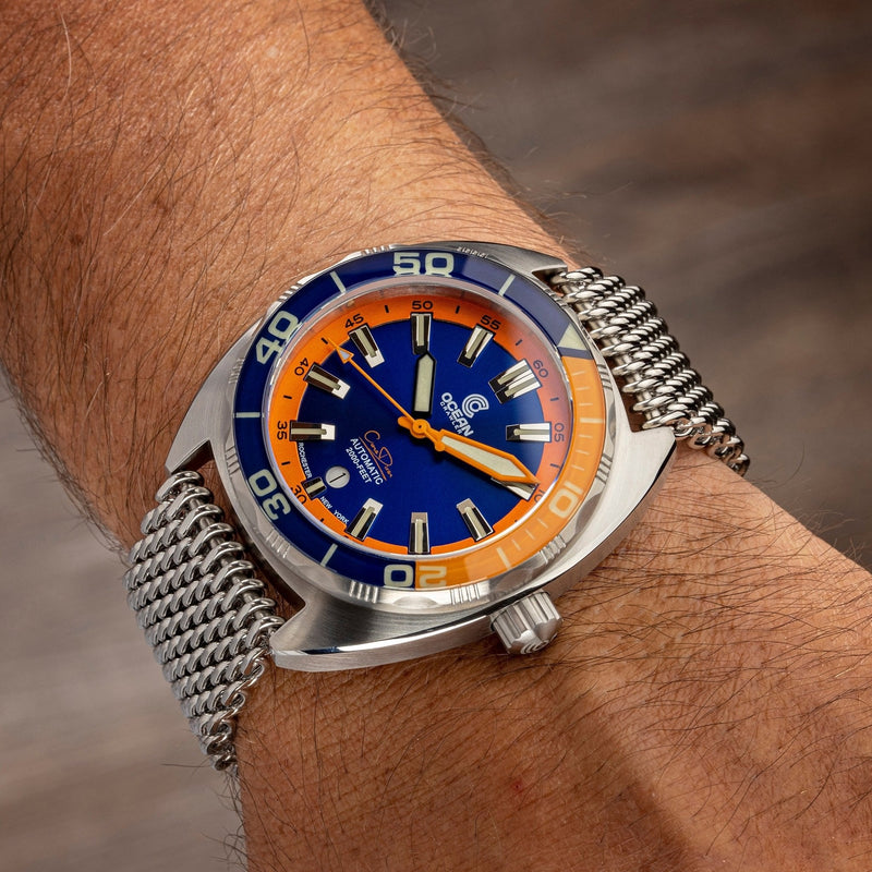 Ocean Crawler Core Diver - Blue/Orange - Sample - USED - Ocean Crawler Watch Co.
