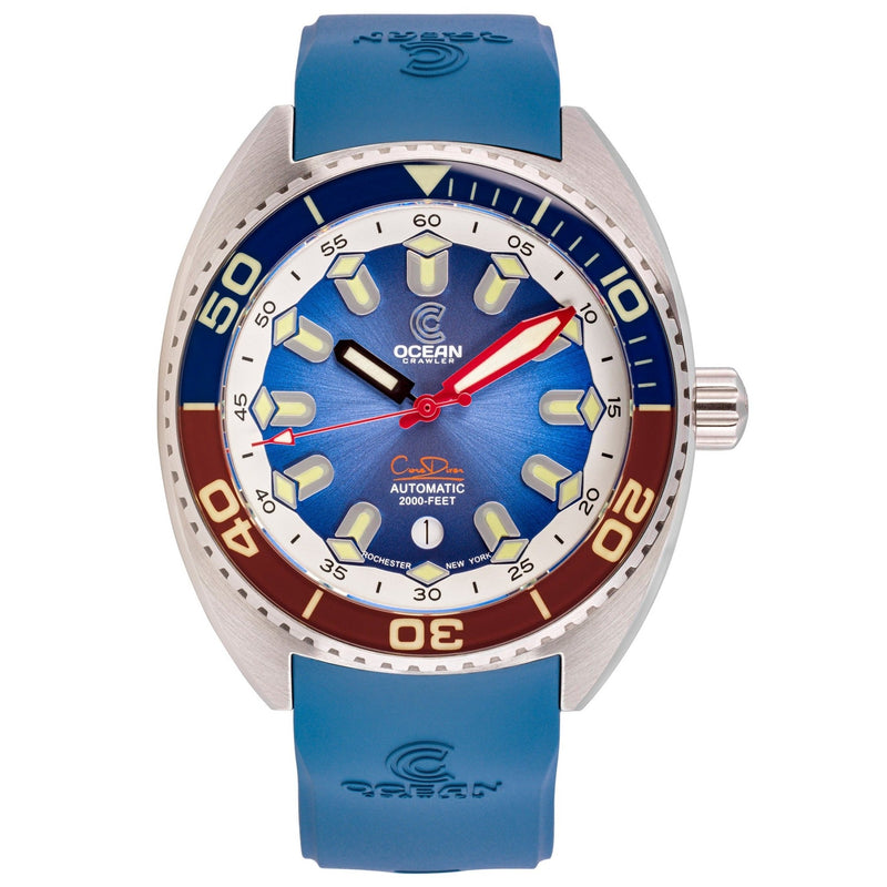 Ocean Crawler Core Diver - Blue/Red Refractor - Ocean Crawler Watch Co.