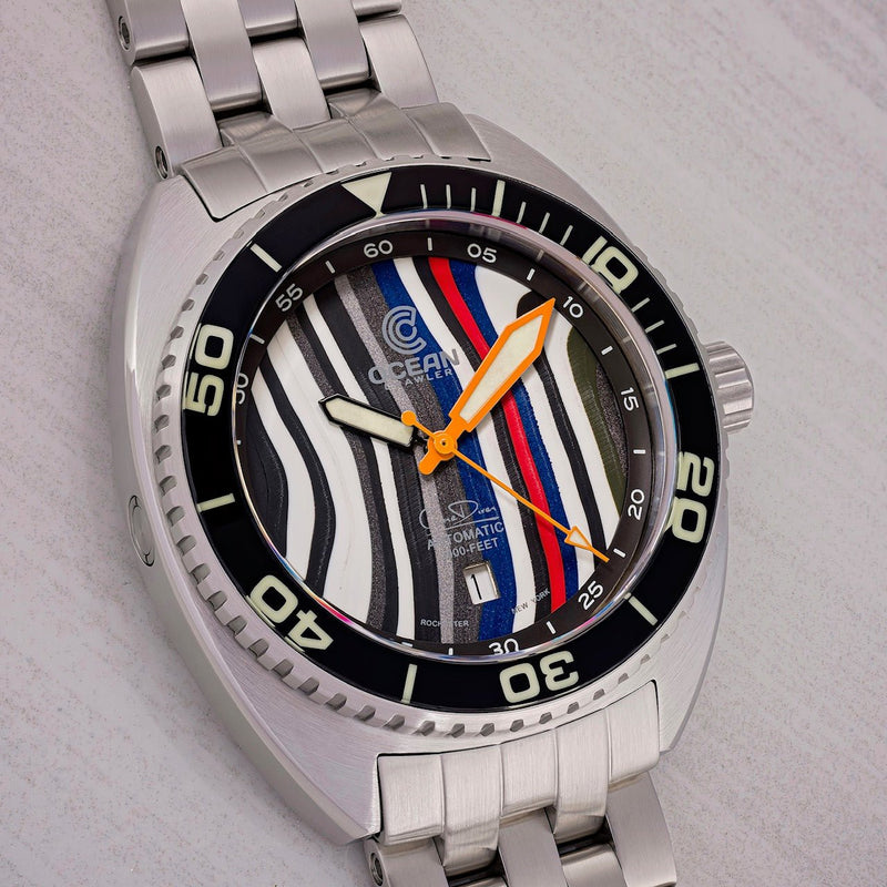 Ocean Crawler Core Diver - Fordite - Unique piece - Nitro Blaze - Ocean Crawler Watch Co.
