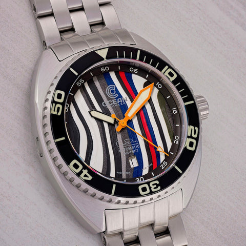Ocean Crawler Core Diver - Fordite - Unique piece - Nitro Blaze - Ocean Crawler Watch Co.