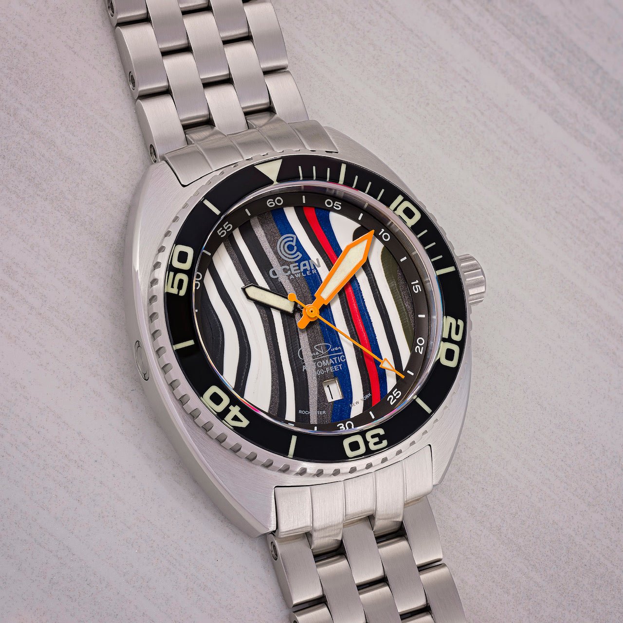 Ocean Crawler Core Diver - Fordite - Unique piece - Nitro Blaze - Ocean Crawler Watch Co.