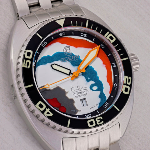 Ocean Crawler Core Diver - Fordite - Unique piece - Orange Wrangler - Ocean Crawler Watch Co.
