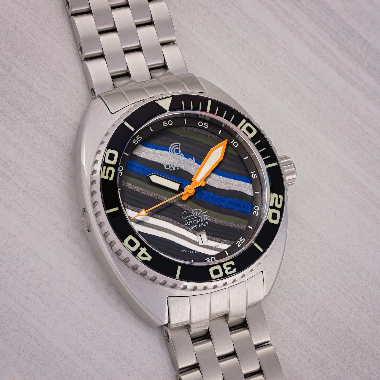 Ocean Crawler Core Diver - Fordite - Unique piece - RaceLine Rally - Ocean Crawler Watch Co.