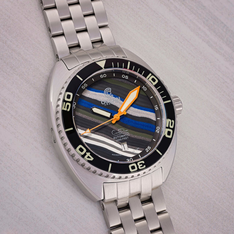 Ocean Crawler Core Diver - Fordite - Unique piece - RaceLine Rally - Ocean Crawler Watch Co.