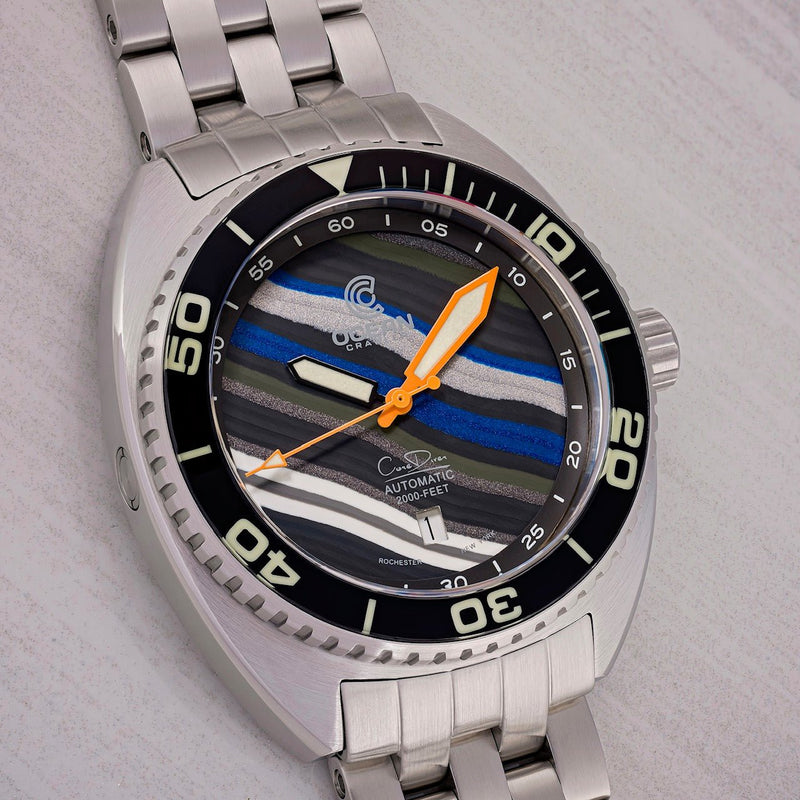 Ocean Crawler Core Diver - Fordite - Unique piece - RaceLine Rally - Ocean Crawler Watch Co.