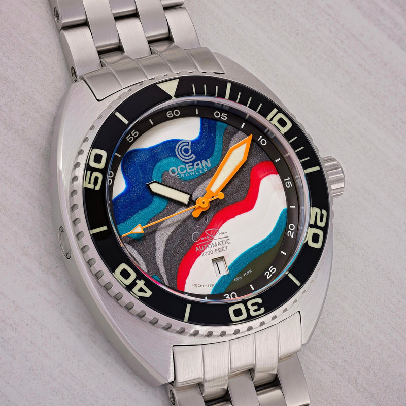 Ocean Crawler Core Diver - Fordite - Unique piece - RallyMaster - Ocean Crawler Watch Co.