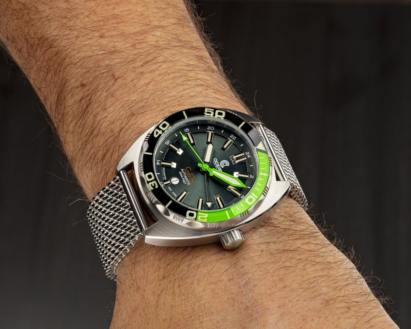 Ocean Crawler Core Diver GMT - Black/Green - Ocean Crawler Watch Co.