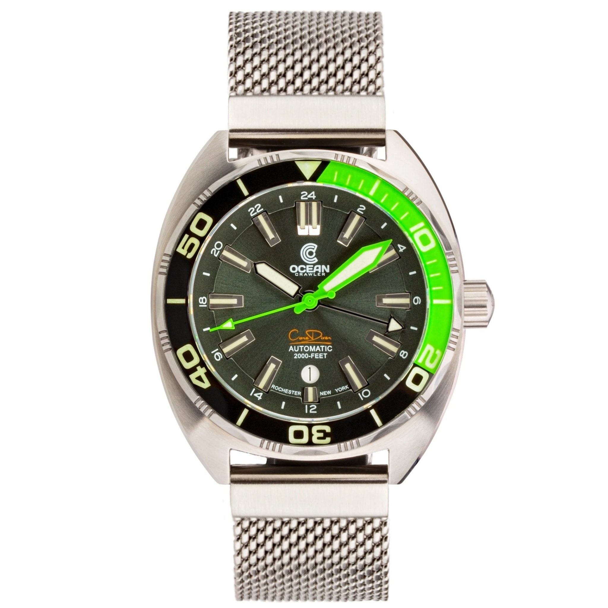 Ocean Crawler Core Diver GMT Black Green Ocean Crawler Watch Co