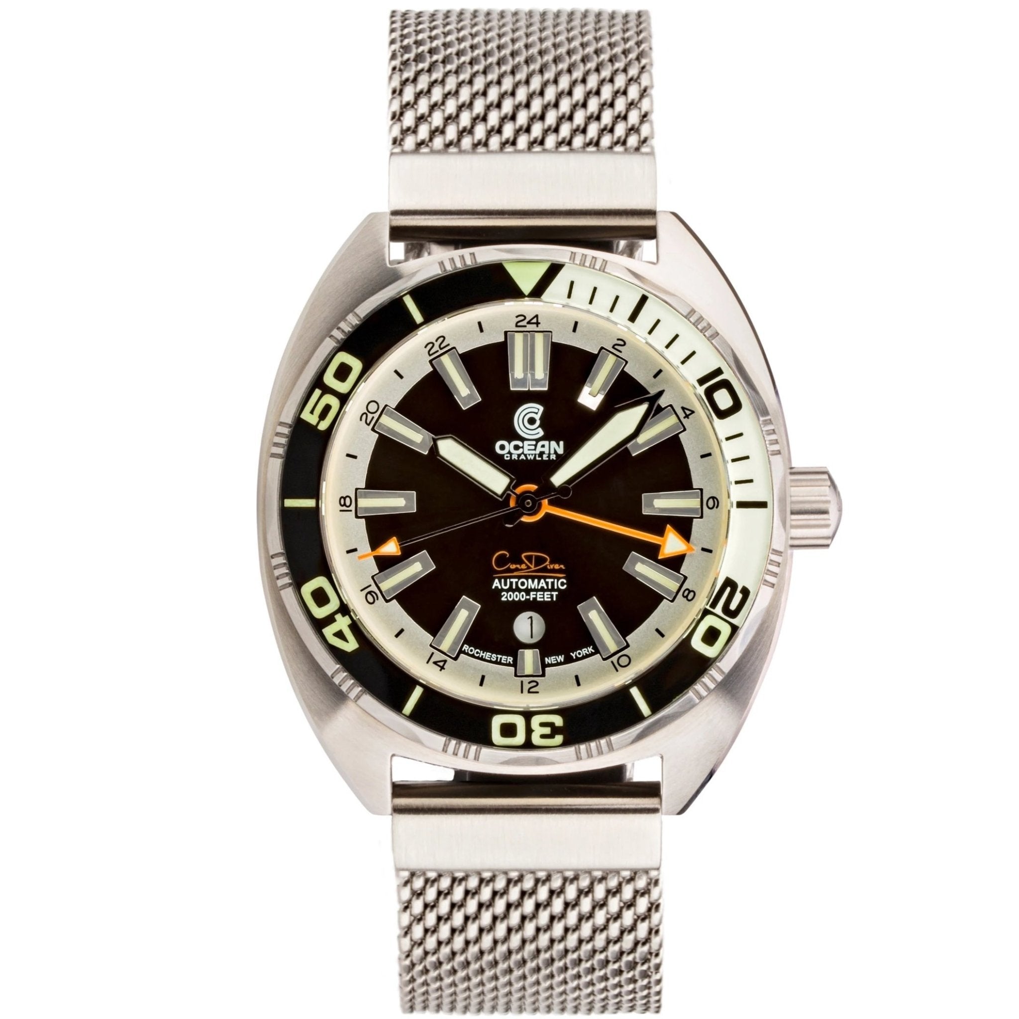 Ocean Crawler Core Diver GMT - Black/White - Ocean Crawler Watch Co.