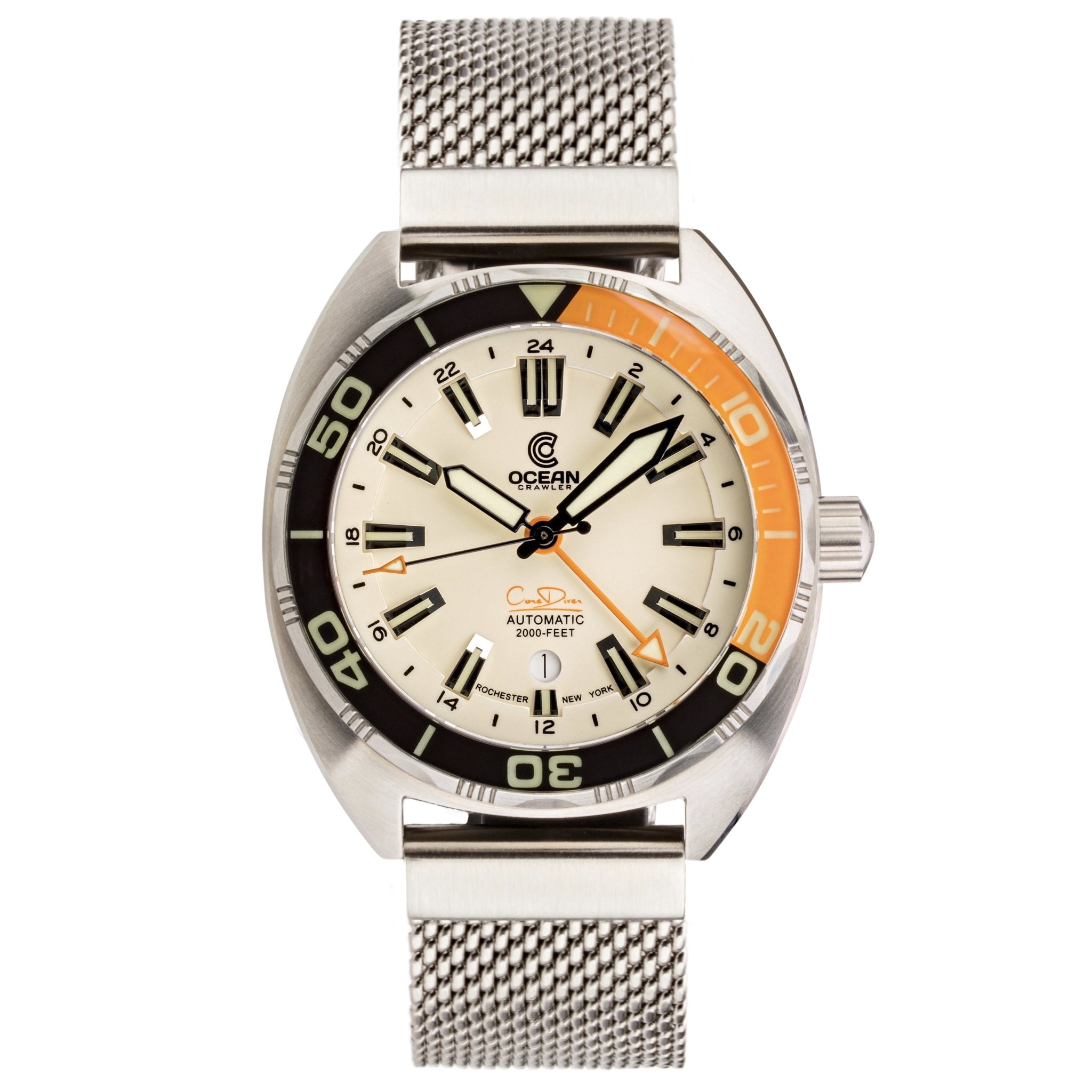 Ocean Crawler Core Diver GMT - Full Lume Dial - Ocean Crawler Watch Co.