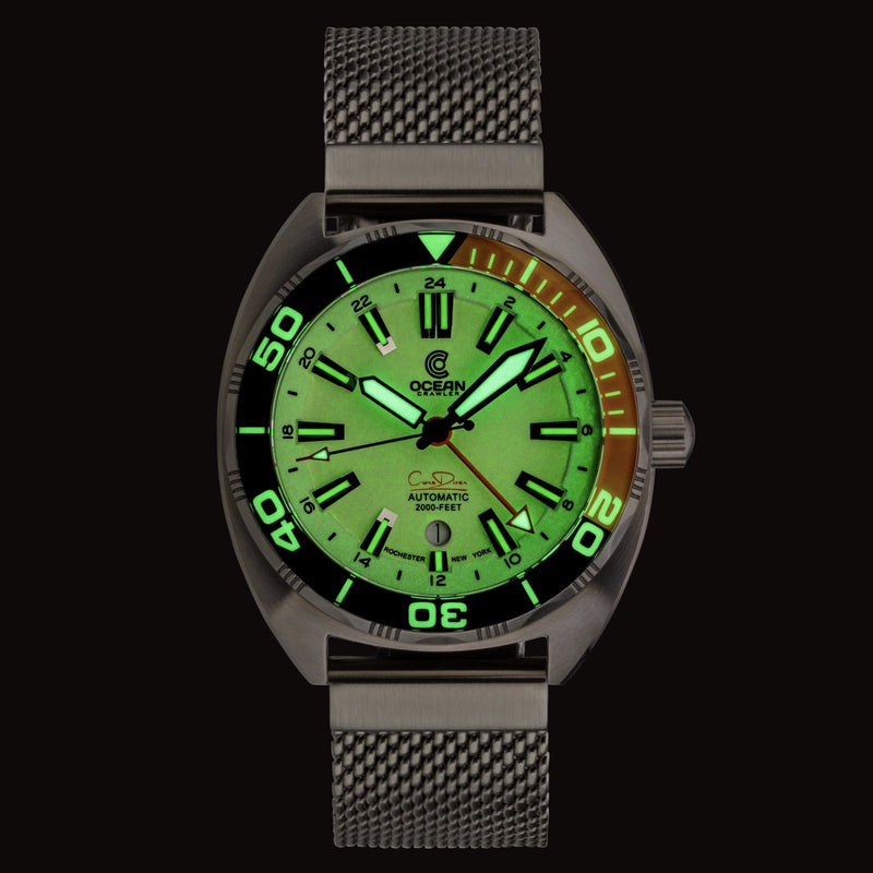 Ocean Crawler Core Diver GMT - Full Lume Dial - Ocean Crawler Watch Co.