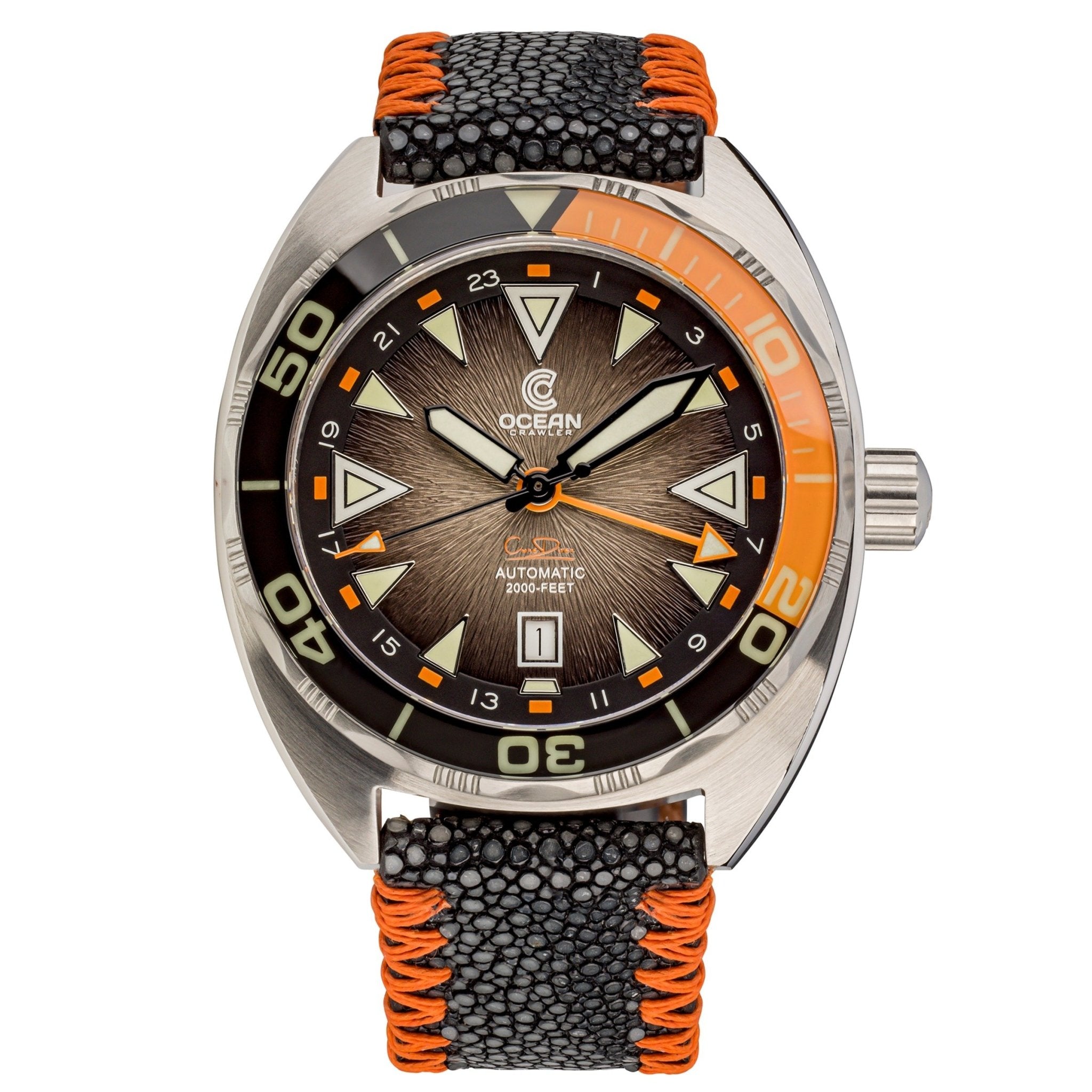 Ocean Crawler Core Diver GMT v2 - Black/Brown - Ocean Crawler Watch Co.