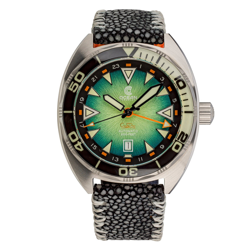 Ocean Crawler Core Diver GMT v2 - Black/Green - Ocean Crawler Watch Co.