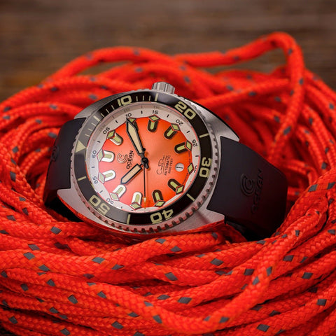 Ocean Crawler Core Diver - Orange Refractor - Like New Sample - Ocean Crawler Watch Co.