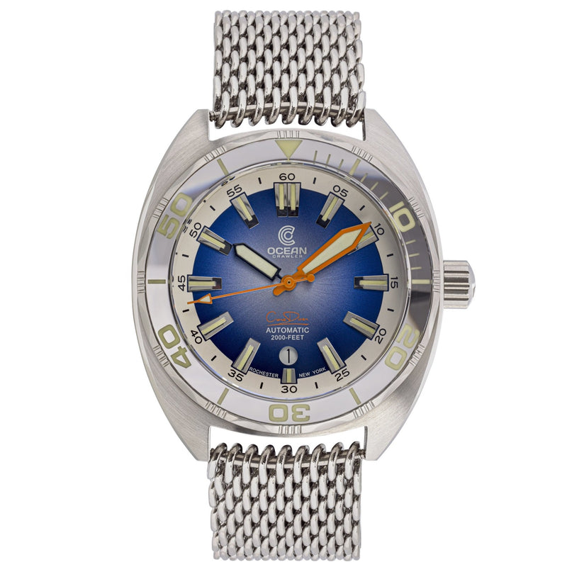 Ocean Crawler Core Diver - Silver/Aqua V3 - Ocean Crawler Watch Co.