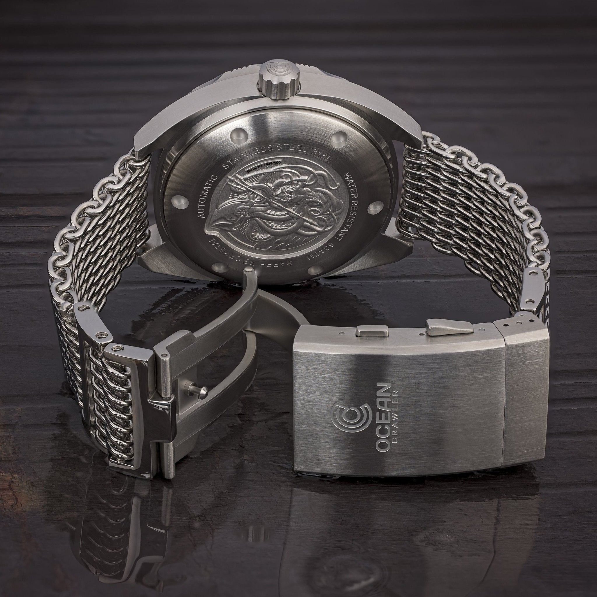 Ocean Crawler Core Diver - Silver/G. Blue V3 - Ocean Crawler Watch Co.