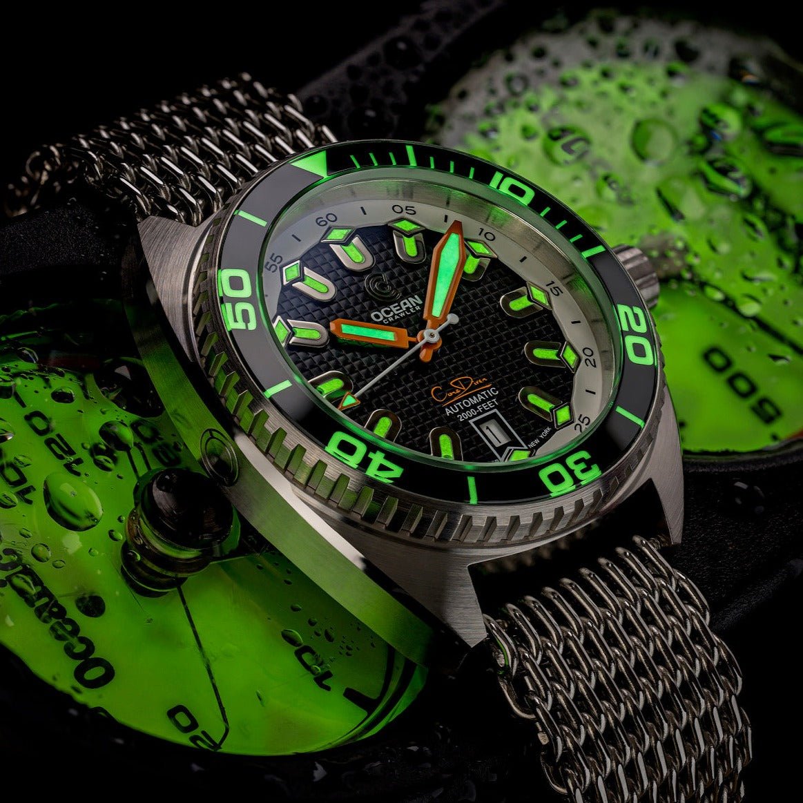 Ocean Crawler Core Diver - Solid 925 Silver Case - Prototype - Black - Ocean Crawler Watch Co.