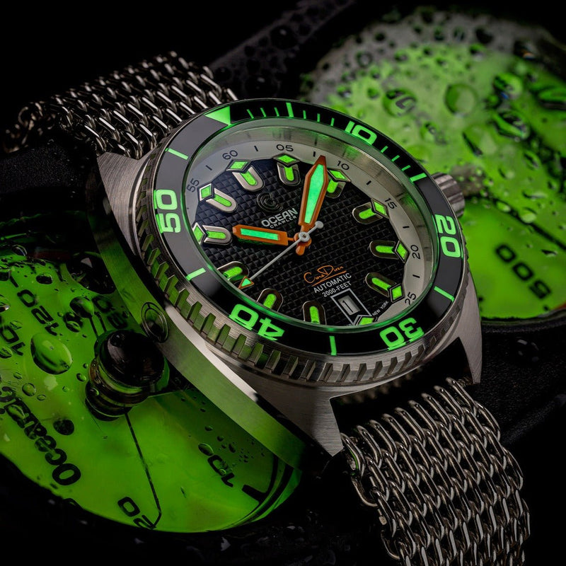 Ocean Crawler Core Diver - Solid 925 Silver Case - Prototype - Black - Ocean Crawler Watch Co.
