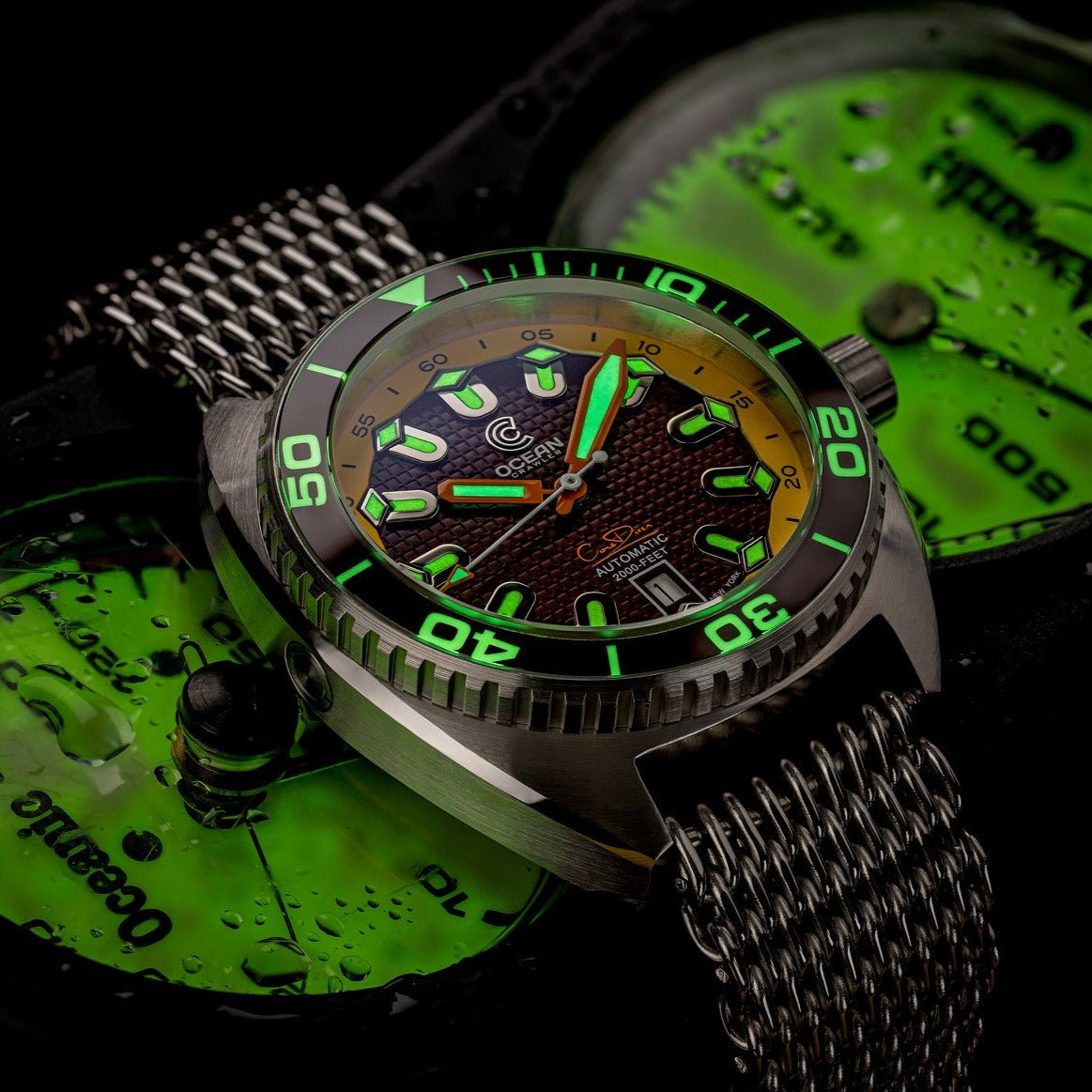 Ocean Crawler Core Diver - Solid 925 Silver Case - Prototype - Brown - Ocean Crawler Watch Co.