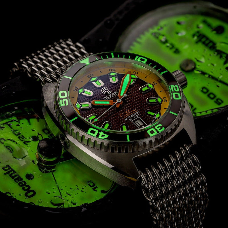 Ocean Crawler Core Diver - Solid 925 Silver Case - Prototype - Brown - Ocean Crawler Watch Co.