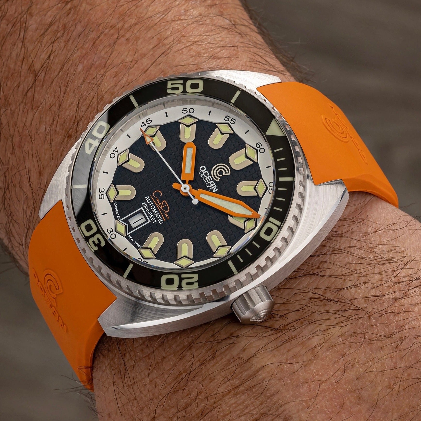 Ocean Crawler Core Diver - Tapisserie dial - Black - Ocean Crawler Watch Co.