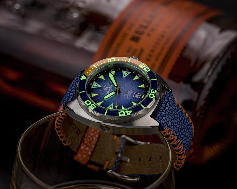 Ocean Crawler Core Diver - Textured Blue/Orange - Preorder - Ocean Crawler Watch Co.