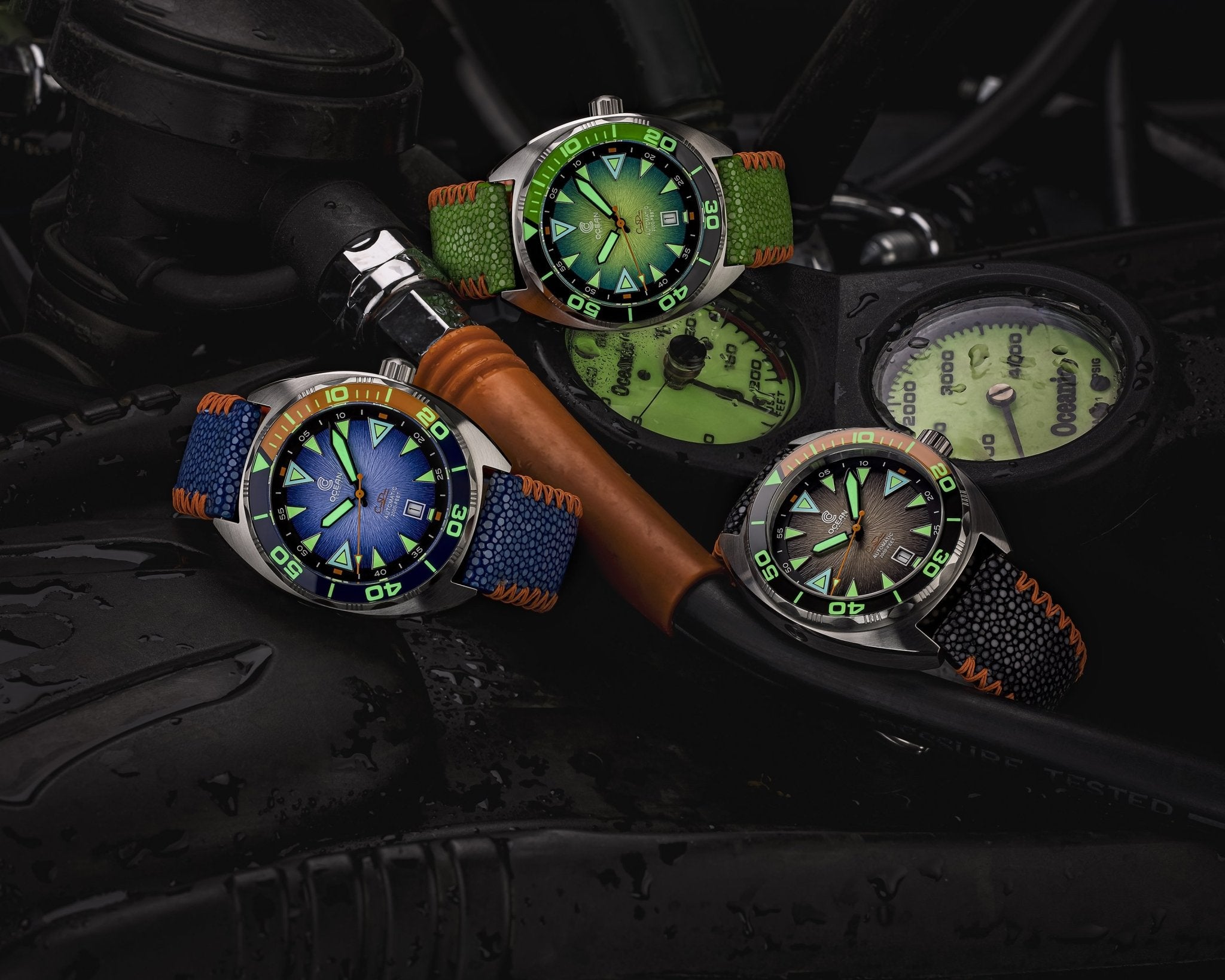 Ocean Crawler Core Diver - Textured Blue/Orange - Preorder - Ocean Crawler Watch Co.