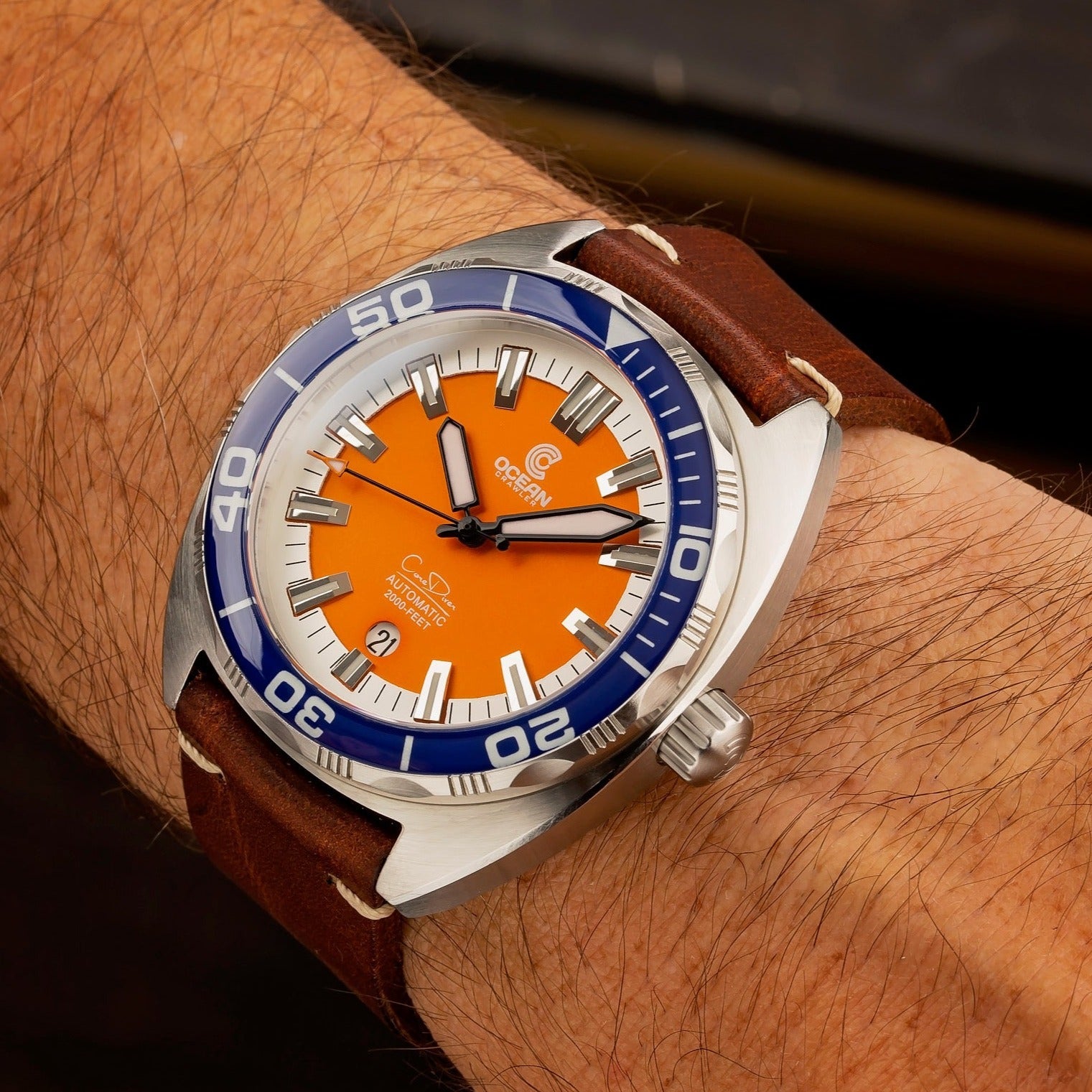 Ocean Crawler Core Diver V1 - Orange dial - Store Sample - Ocean Crawler Watch Co.