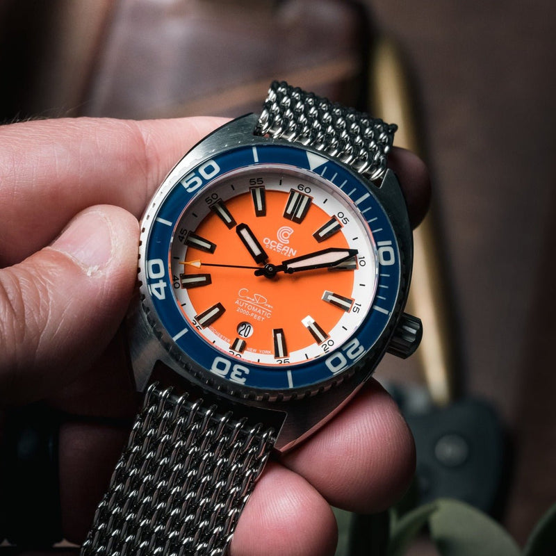 Ocean Crawler Core Diver V3 - Orange/Blue - Prototype - Ocean Crawler Watch Co.