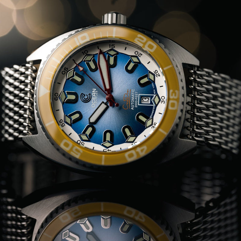 Ocean Crawler Core Diver V4 - Blue/Yellow - Prototype - Ocean Crawler Watch Co.