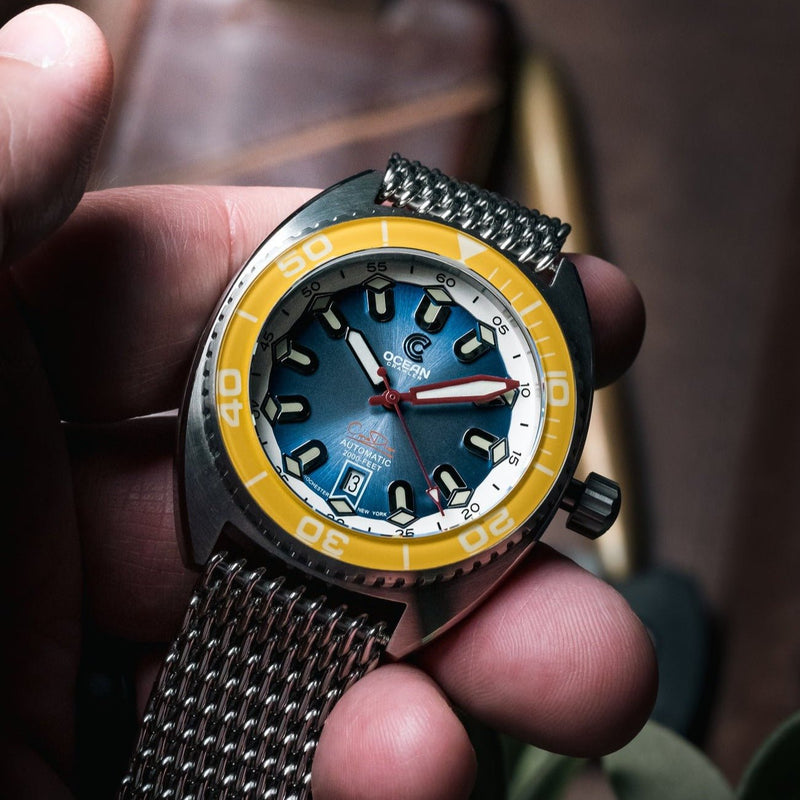 Ocean Crawler Core Diver V4 - Blue/Yellow - Prototype - Ocean Crawler Watch Co.