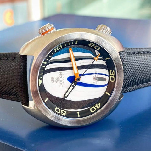 Ocean Crawler Great Lakes Diver - Prototype #2 - Fordite - Ocean Crawler Watch Co.