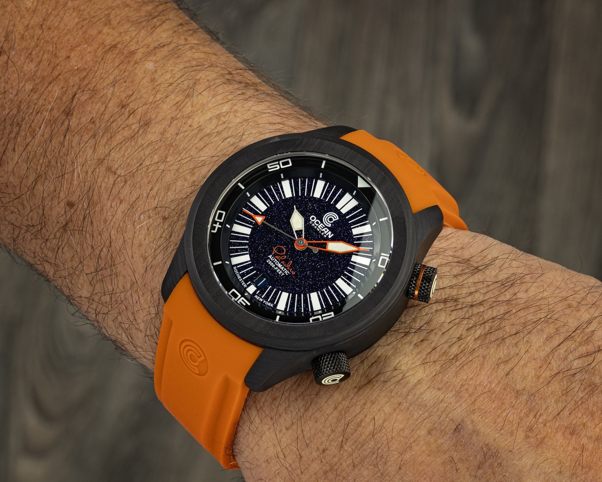 Ocean Crawler Lumed Carbon Fiber Prototype - Aventurine Dial - Ocean Crawler Watch Co.