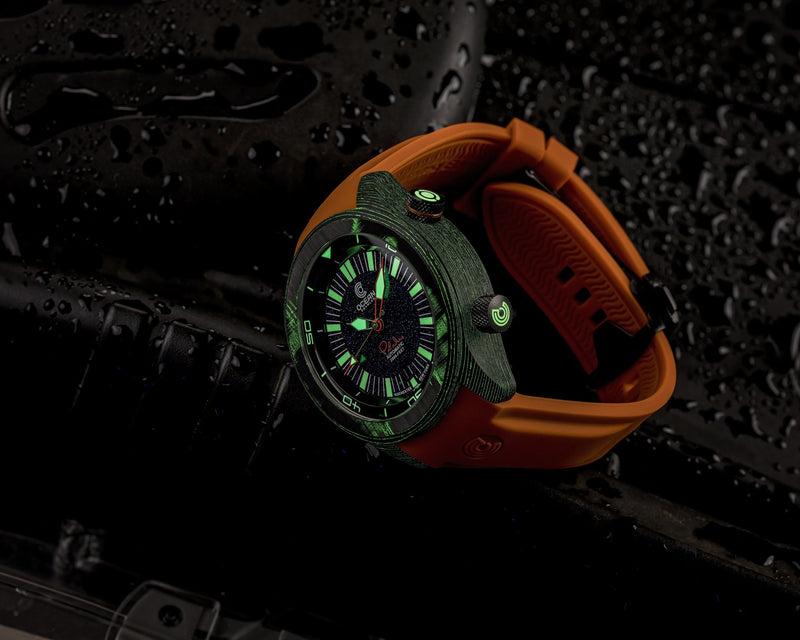 Ocean Crawler Lumed Carbon Fiber Prototype - Aventurine Dial - Ocean Crawler Watch Co.