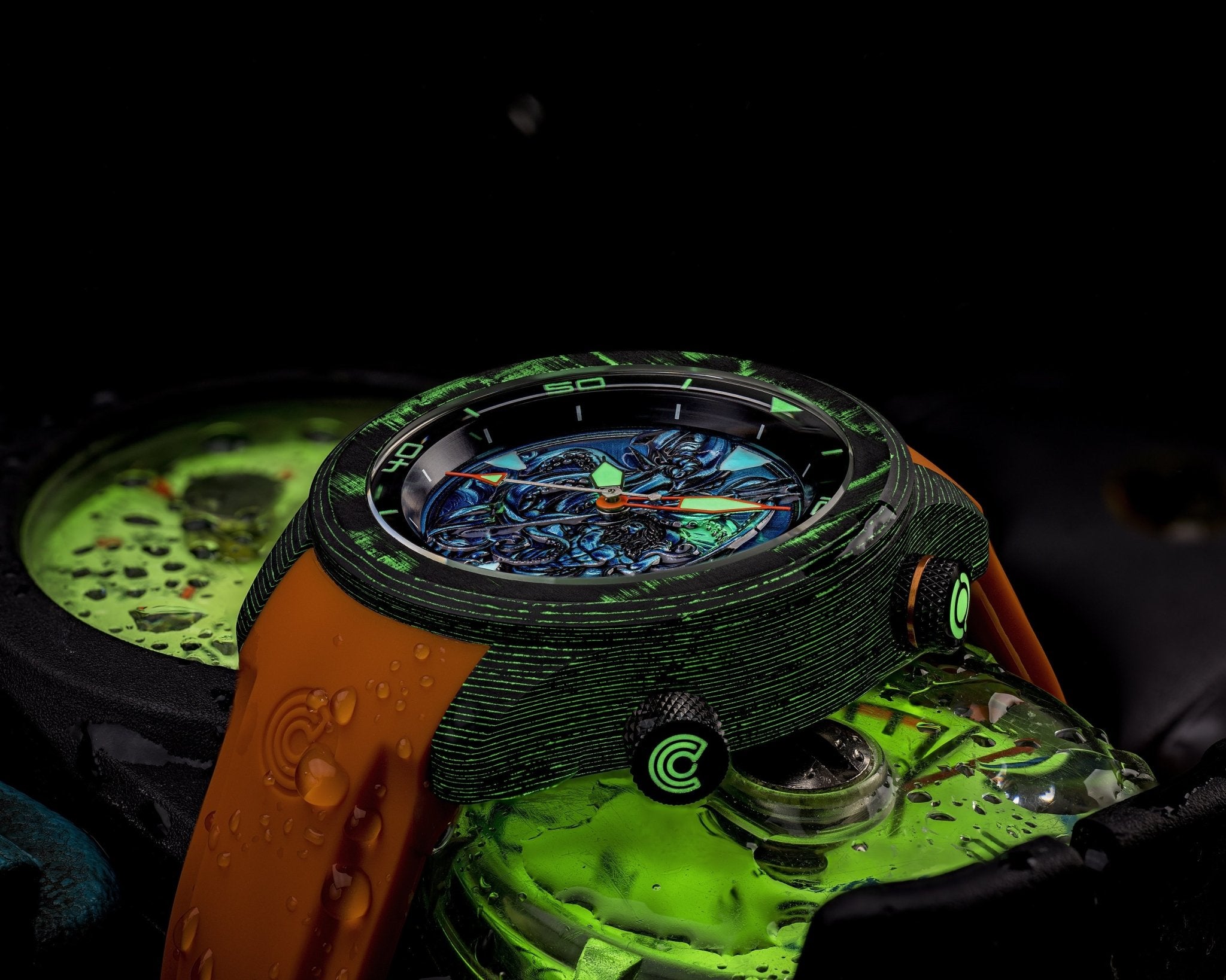 Ocean Crawler Lumed Carbon Fiber Prototype - Neptune One - Ocean Crawler Watch Co.