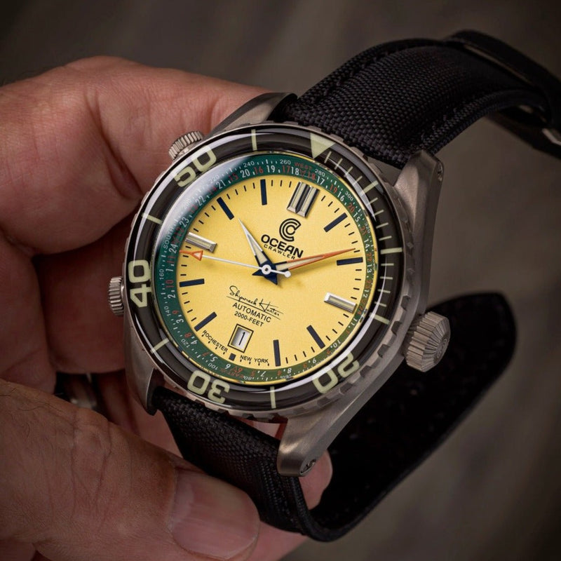 Ocean Crawler Navigator - Prototype - Green/Yellow - Ocean Crawler Watch Co.