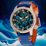 Ocean Crawler Neptune Mythic Battle 2023 - Blue Strap/Orange Case Ring - Ocean Crawler Watch Co.