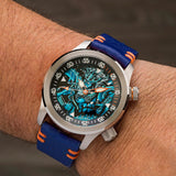 Ocean Crawler Neptune Mythic Battle 2023 - Blue Strap/Orange Case Ring - Ocean Crawler Watch Co.